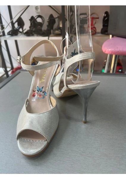 Gümüş Metalik Tek Atkı Model 8.5 cm 13 Pont Jurdan Taban Tango, Dans ve Abiye Ayakkabısı modelleri