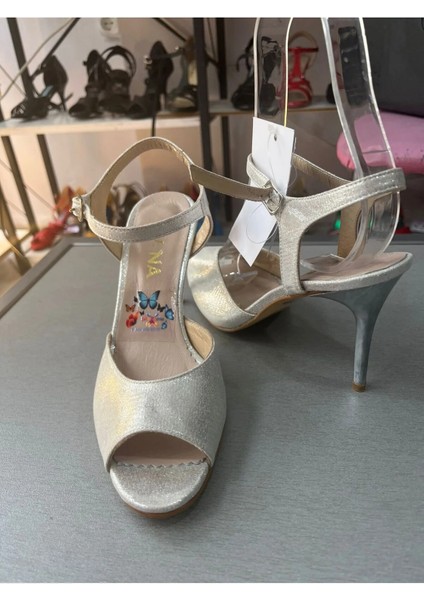 Gümüş Metalik Tek Atkı Model 8.5 cm 13 Pont Jurdan Taban Tango, Dans ve Abiye Ayakkabısı fırsatları