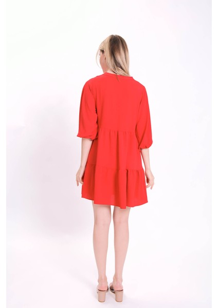 V Yaka Balon Kol Geniş Kesim Elbise fırsatları