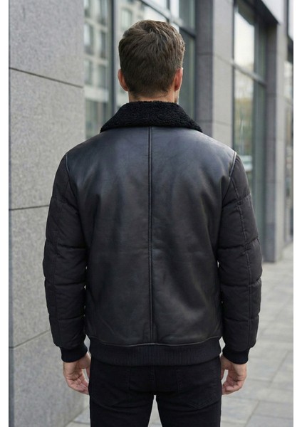 Erkek Şişme Kol Detaylı Deri Mont indirimleri