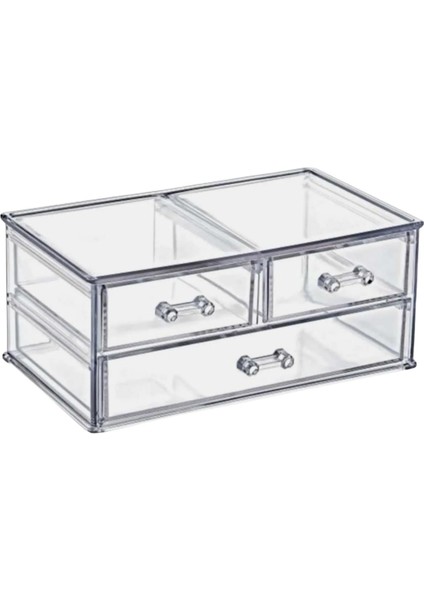 Şeffaf 3 Çekmeceli Kalemlik Düzenleyici Organizer 14×24×10 cm fırsatları