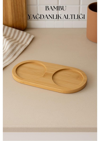 Bambu Yağdanlık Altlığı Çift Yuvalı 9x19 Cm