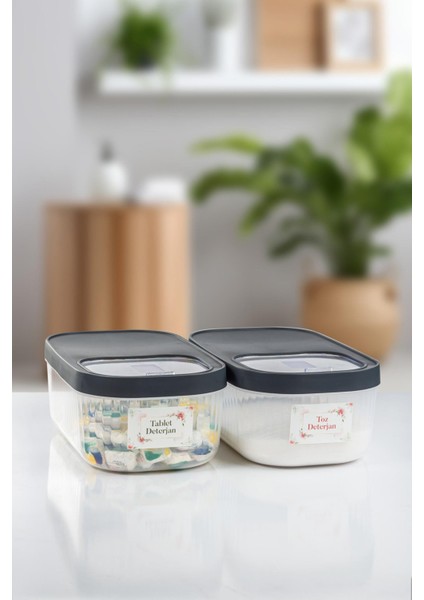 2'li 5 Lt Multibox Kayar Kapaklı Saklama Kabı & Erzak Kabı & Toz ve Tablet Deterjan Kutusu ( Etiket Hediyeli ) fiyatları