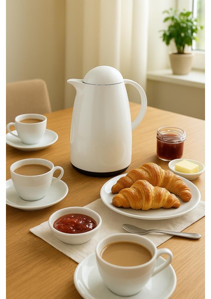 1 Lt Akrilik Soft Beyaz Çay Termosu 12 Saat Sıcak 24 Saat Soğuk