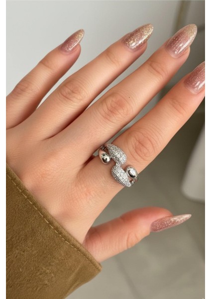 Gümüş Zirkon Taşlı Ayarlanabilir Kadın Yüzük Ayrlnblr-Yzk-04 indirimleri