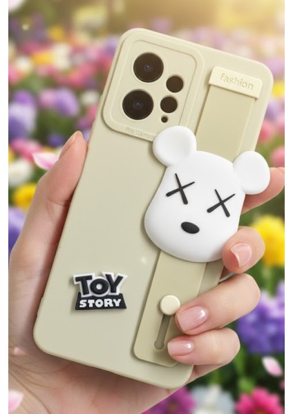 Redmi Note 12 4g Uyumlu Kılıf Bej Renk 3D Figürlü Darbe Emici Yumuşak Silikon Kapak