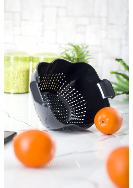Akrilik Siyah Makarna Süzgeçi & Sebze Meyve Süzgeçi Siyah (32 * 23 Cm) fırsatları