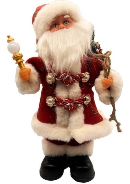 30 cm Lambalı Simli Pilli Hareketli ve Sesli Noel Baba – Işıklı Özel Tasarım Yılbaşı Dekor Figürü modelleri
