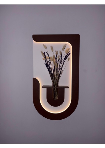 Akasya Ahşap Pilli Ledli Iskandinav Tarzı Salon Duvar Rafı Modern Çiçeklik 40 x 75 cm fırsatları