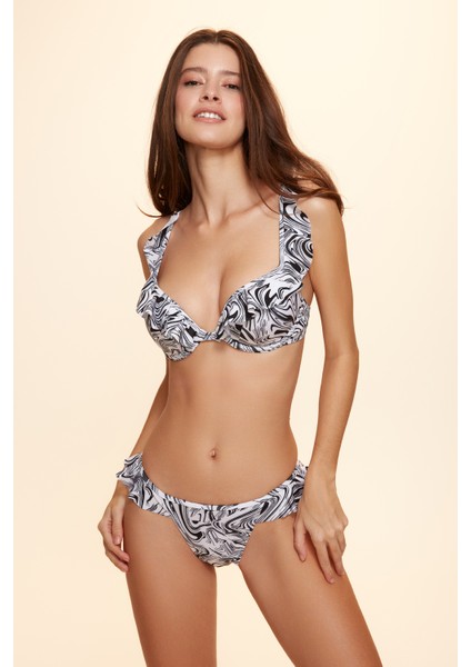 Linda Fırfırlı Bikini Tek Alt Ebruli Desenli 229201