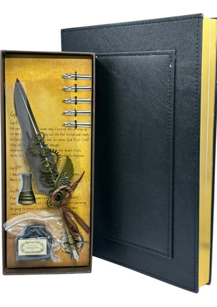 Yaldızlı Şeref Defteri-Düğün Defteri , Divit Kalem Seti Ile