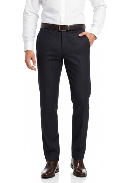 Erkek Regular Fit Çizgili Kumaş Pantolon Likra Kumaş BGL-ST05037