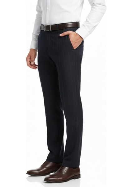 Erkek Regular Fit Çizgili Kumaş Pantolon Likra Kumaş BGL-ST05037 fiyatları