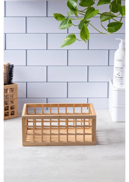 Bambu Organizer Büyük Dolap Içi Düzenleyici Sepet 18X26 cm modelleri