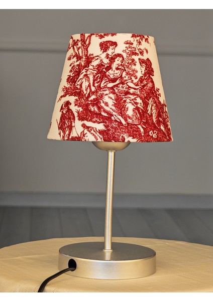 Vintage Gri Ayak Toile De Jouy Masa Lambası Lambader Kablolu Arapuarlı