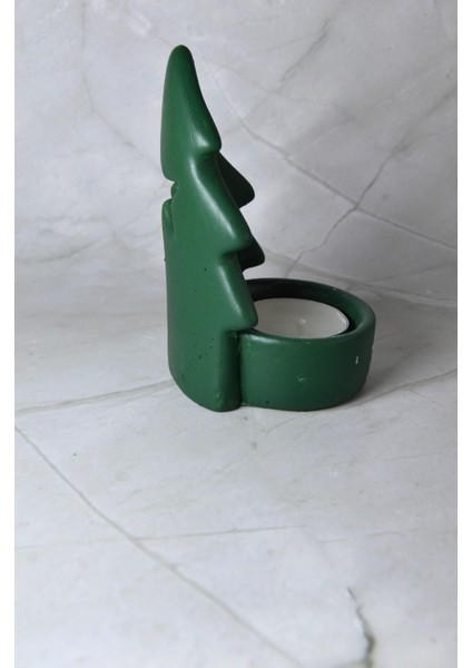 Çam Ağacı Şeklinde Dekoratif Tealight Mumluk Tek Yıldızlı Yıldızlı Taş Tozu Beton Seramik Görünümlü fiyatları