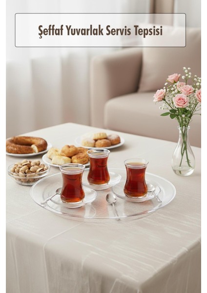 Şeffaf Yuvarlak Servis Tepsisi 33 cm