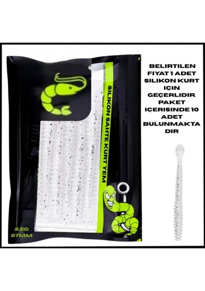 Uyguna-Yakala 2,2g 87MM - Gümüş Uv Boyalı Silikon Sahte Kurt Yem - 1041-WH