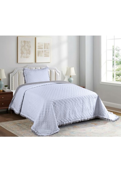 Sara Tek-Çift Kişilik Kapitone Yatak Örtüsü | Fırfırlı Volan Detaylı Dört Mevsimlik Set (5 Renk)