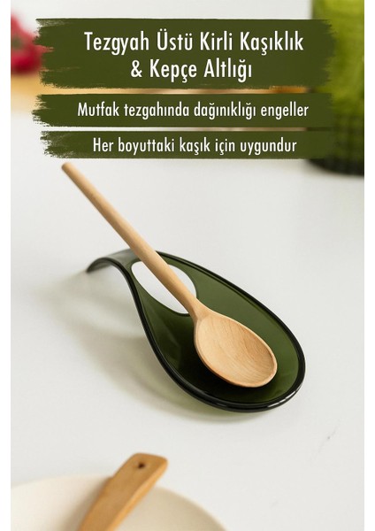 Akrilik Koyu Yeşil Tezgah Üstü Kirli Kaşıklık & Kepçe Altlığı
