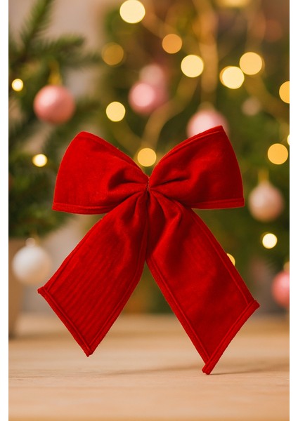 Yılbaşı Dekoratif Kadife Fiyonk 20X24 cm – Lüks Kadife Yılbaşı Süsü