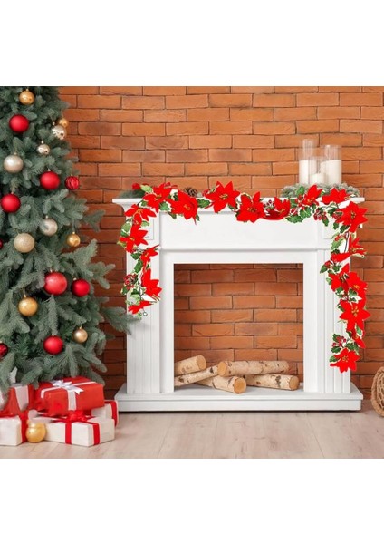 180 cm Berryli Kozalaklı Çiçekli Yılbaşı Garland – Kapı, Duvar ve Masa Üstü Lüks Dekor Süsü fırsatları