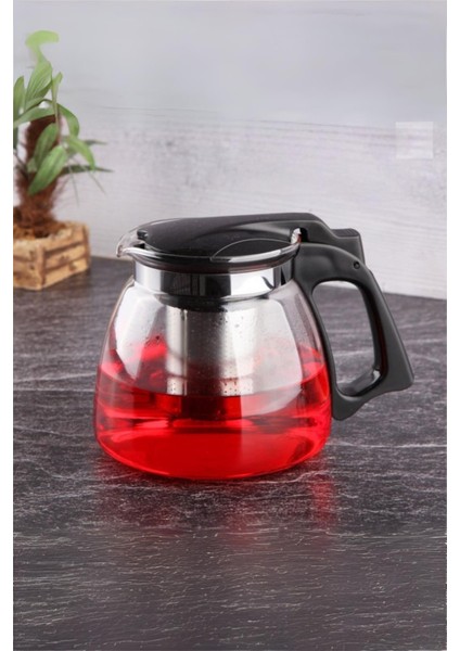 Cam Demlik 900 ml Çelik Süzgeçli