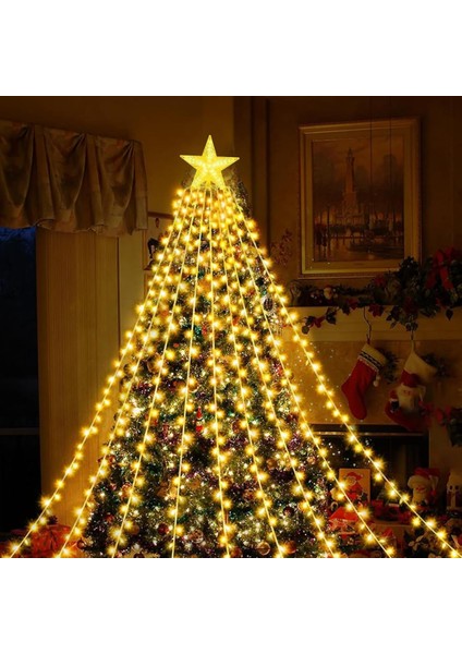 Vıp Profesyonel Işıklı Tepe Yıldızlı LED Işık Gün Işığı 9 Dallı 282 Ledli IP65 Su Geçirmez LED Işık