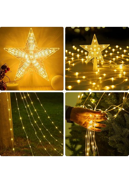 Vıp Profesyonel Işıklı Tepe Yıldızlı LED Işık Gün Işığı 9 Dallı 282 Ledli IP65 Su Geçirmez LED Işık