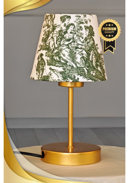 Vintage Gold Ayak Toile De Jouy Masa Lambası Lambader Kablolu Arapuarlı