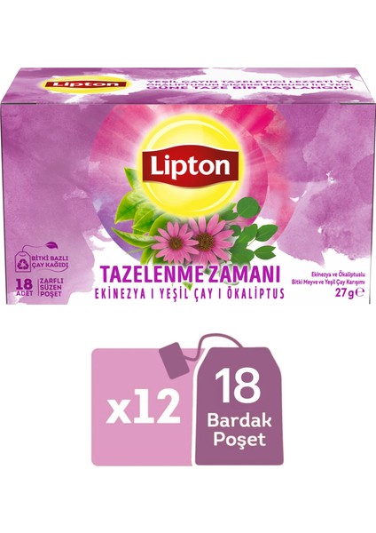 Tazelenme Zamanı Ekinezya ve Ökaliptuslu Bitki ve Meyve Çayı Karışımı 18LI x 12 Adet