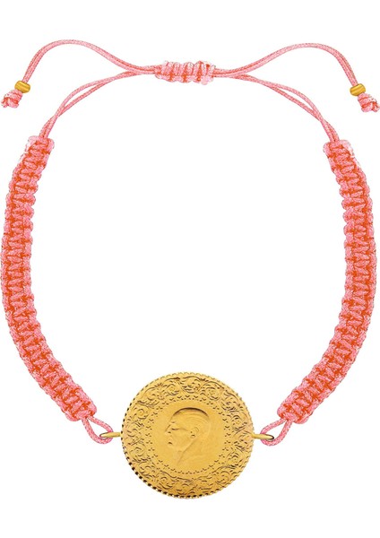 22 Ayar Yeni Yarım Altın Açık Pembe Renkli Ipli Bileklik fiyatları
