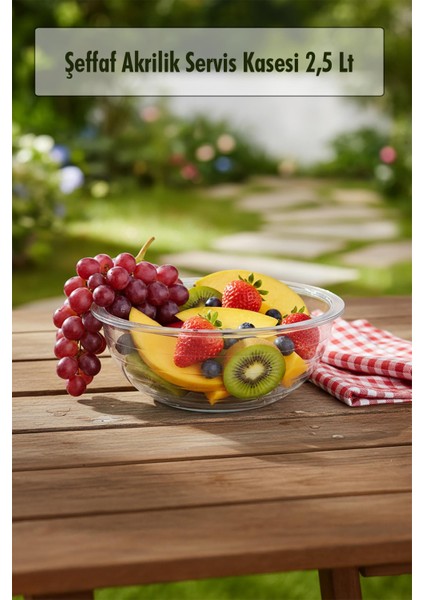 2,5 Lt Şeffaf Akrilik Servis Kasesi ve Karıştırma Kabı