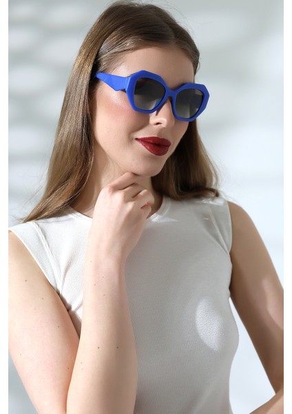 Kadın Oval Lacivert Renkli Cam Mat Güneş Gözlüğü Garson B fiyatları