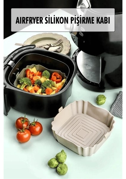 Bütün Airfryer'lere Uyumlu Krem Silikon Pişirme Kabı