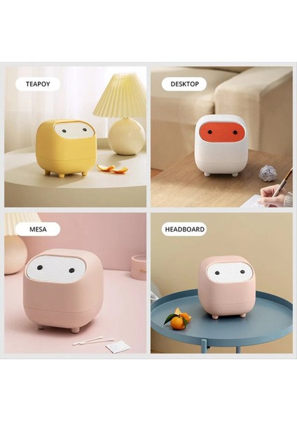 Masaüstü Çöp Kutusu, Küçük Ofis Malzemeleri, Mini Çift Katmanlı Push-Down Çöp Kutusu, Sevimli Çöp Depolama Kutusu Pembe (Yurt Dışından) indirimleri