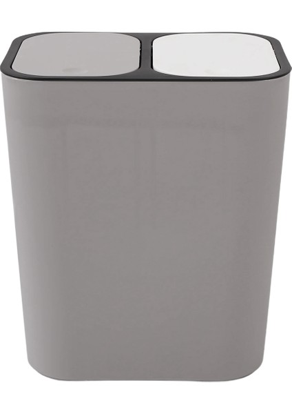 Çöp Kutusu Plastik Push-Button Çift Bölmesi 12 Litrelik Geri Dönüşüm Atık Çöp Çöp Kutusu Can-Gri (Yurt Dışından)