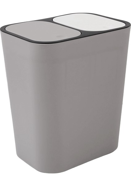Çöp Kutusu Plastik Push-Button Çift Bölmesi 12 Litrelik Geri Dönüşüm Atık Çöp Çöp Kutusu Can-Gri (Yurt Dışından) fiyatları