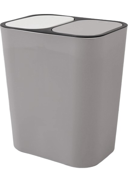 Çöp Kutusu Plastik Push-Button Çift Bölmesi 12 Litrelik Geri Dönüşüm Atık Çöp Çöp Kutusu Can-Gri (Yurt Dışından) modelleri