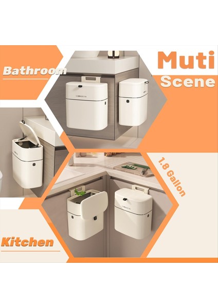 Kompost Bin Mutfak Çöp Kutusu 1.8 Galon Tezgah Kapalı Küçük Asma Çöp Kutu Kapak Kompost Binası Beyaz (Yurt Dışından) indirimleri