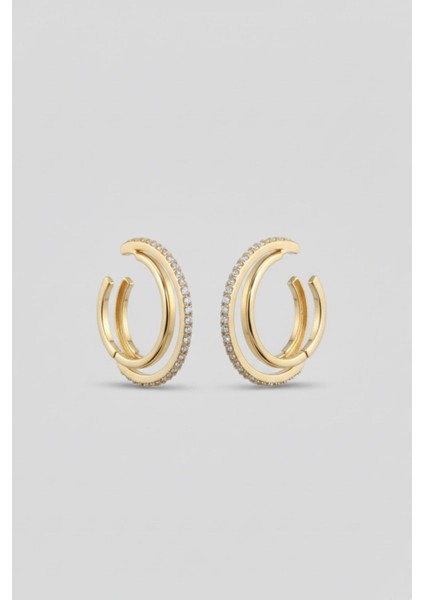 Taşlı Kadın Gold 2'li Küpe Kkrdk-Kp-Gld-2lı-Ts-Dtyl fırsatları