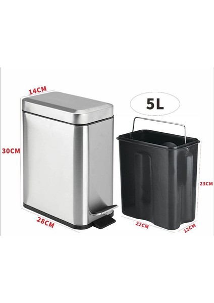 Yumuşak Yakın, Dikdörtgen Çöp Kutusu 5l Kayma Astar ve Kapaklı, Mini Çöp Sepeti, Ince Çöp Kutusu Veya Banyoda Dekor Olarak Kullanın (Yurt Dışından) modelleri