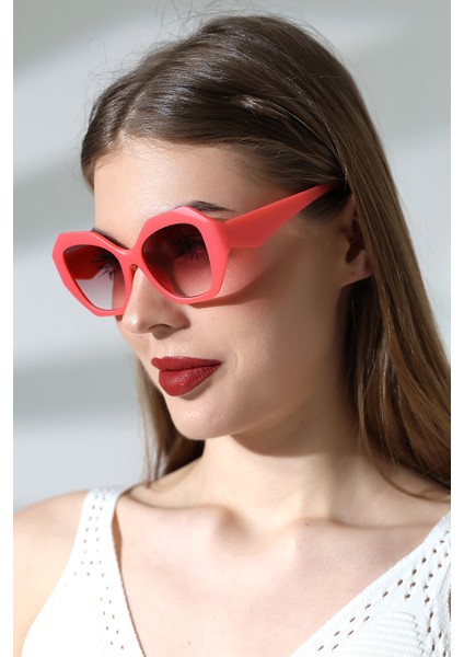 Kadın Oval Pembe Renkli Cam Mat Güneş Gözlüğü Garson Boy fırsatları