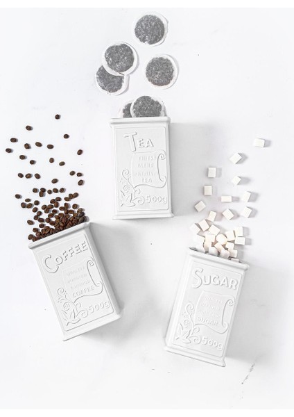 Akrilik Beyaz Şeker Kahve Çay Kavanozu 500 ml (Vakum Kapak )