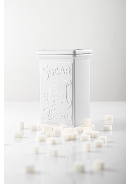 Akrilik Beyaz Şeker Kahve Çay Kavanozu 500 ml (Vakum Kapak ) indirimleri
