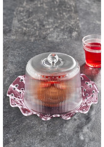 Akrilik Barok Mürdüm Renk Kek Fanus & Kek Saklama Kabı & Şık Sunum Organizeri 26 Cm