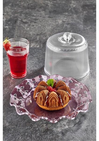 Akrilik Barok Mürdüm Renk Kek Fanus & Kek Saklama Kabı & Şık Sunum Organizeri 26 Cm fiyatları