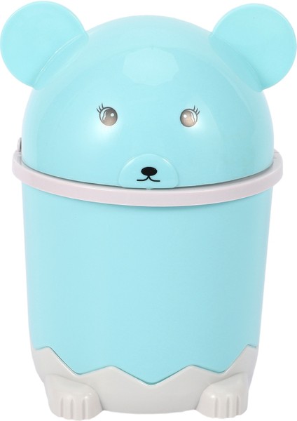 Yaratıcı Sevimli Masaüstü Çöp Masaüstü Kapak Küçük Kağıt Sepet Mini Flip Plastik Çöp Kutusu Mavi (Yurt Dışından)