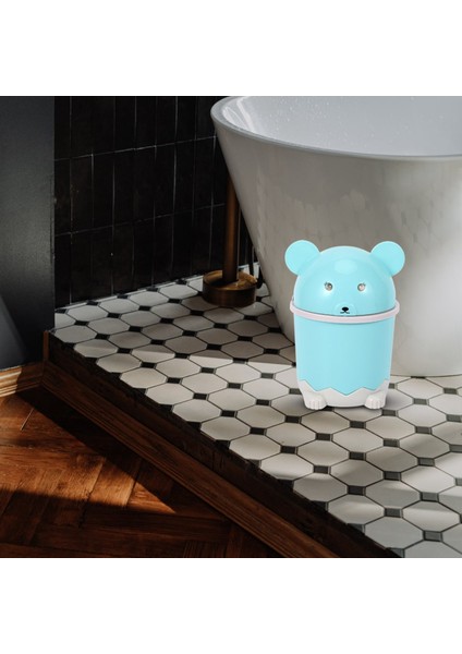 Yaratıcı Sevimli Masaüstü Çöp Masaüstü Kapak Küçük Kağıt Sepet Mini Flip Plastik Çöp Kutusu Mavi (Yurt Dışından) modelleri