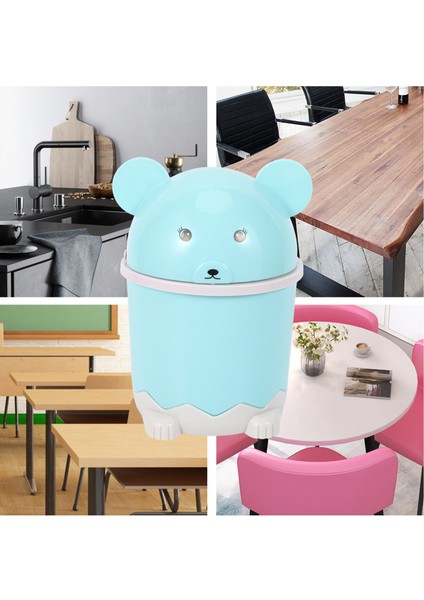 Yaratıcı Sevimli Masaüstü Çöp Masaüstü Kapak Küçük Kağıt Sepet Mini Flip Plastik Çöp Kutusu Mavi (Yurt Dışından) indirimleri